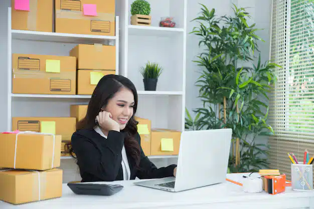 Business owner working home office