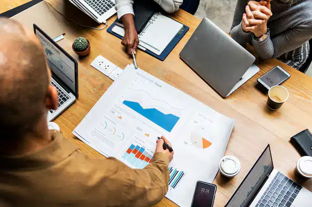 Group diverse people having business meeting