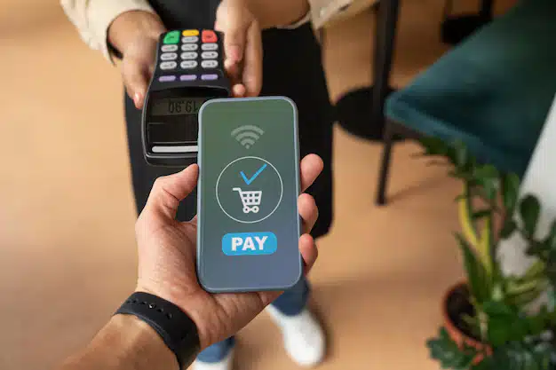 Person paying using nfc technology 23