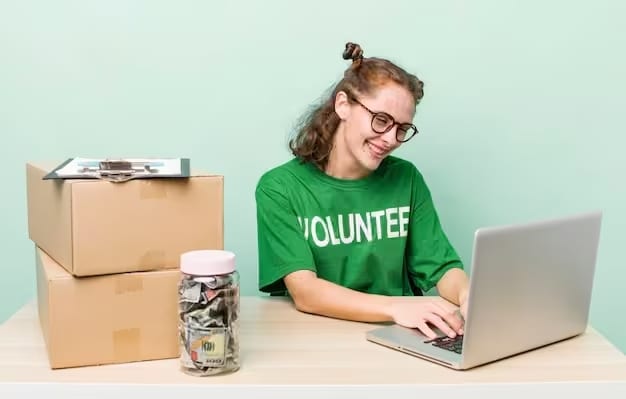 Pretty woman volunteer donation concept