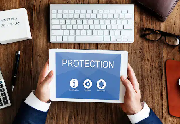 Privacy security data protection shield graphic concept