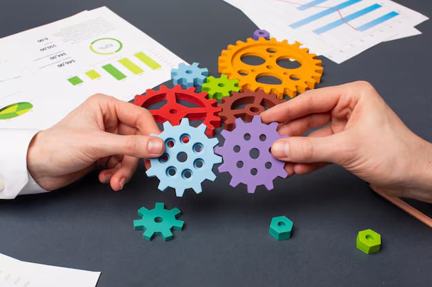 Still life business roles with various mechanism pieces 23